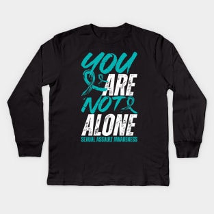 You're Not Alone Sexual Assault Awareness Kids Long Sleeve T-Shirt